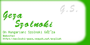 geza szolnoki business card